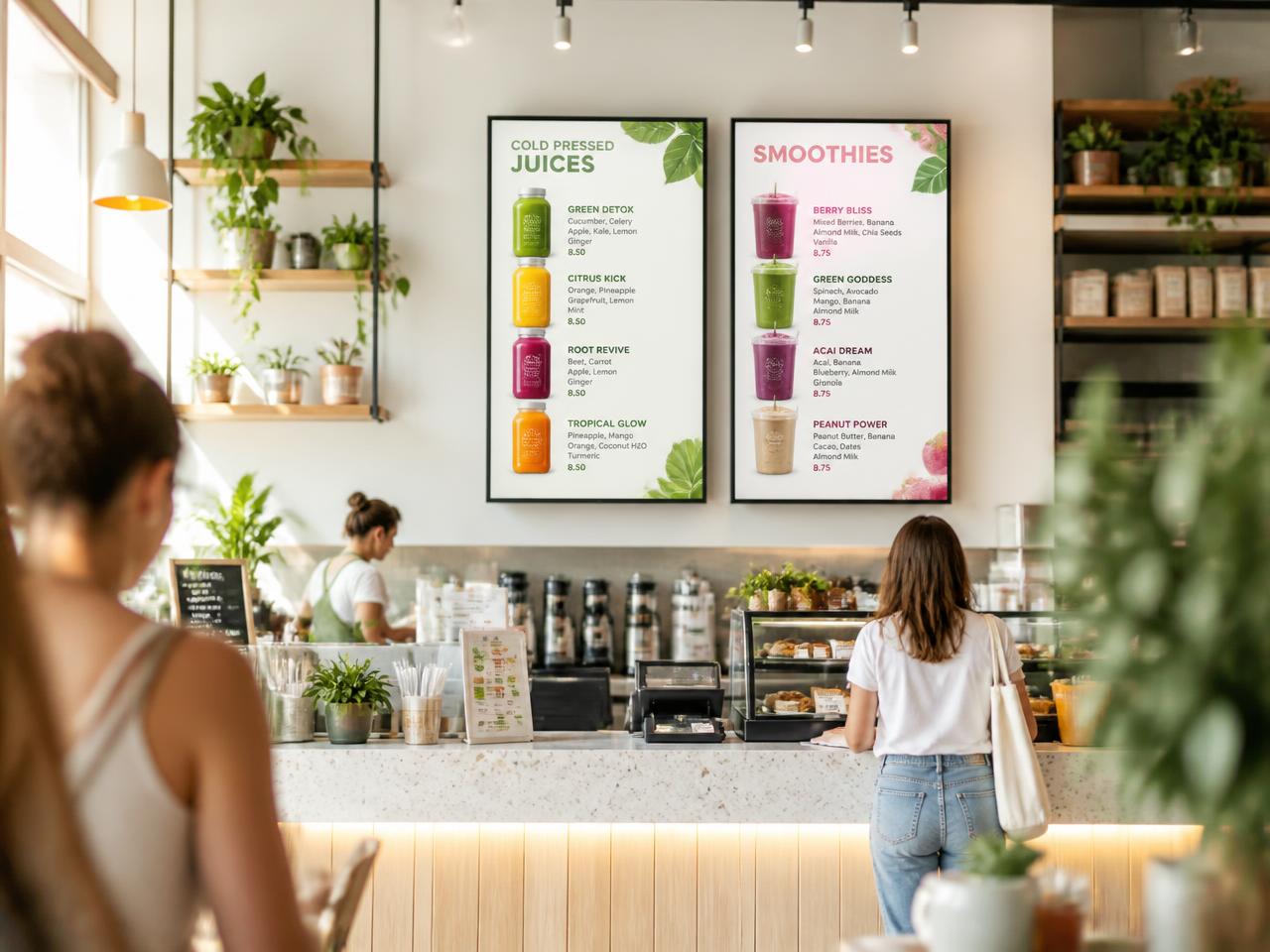 Boards above the counter